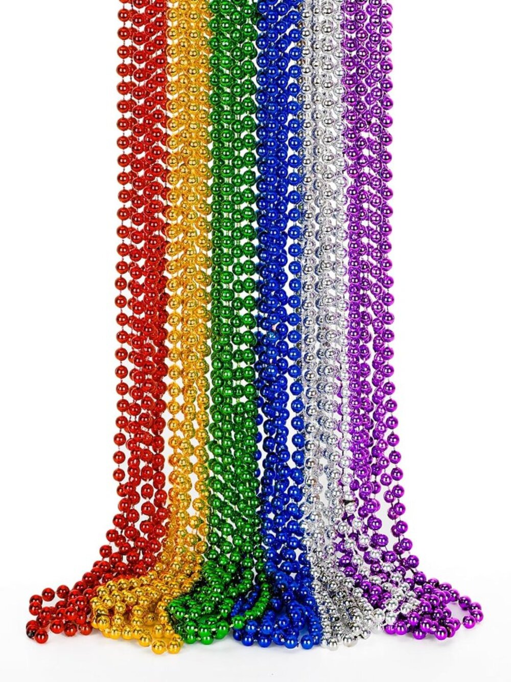 Mardi Gras Beads, 12PCS Bead Necklace Party Favors, Metallic 6 Kinds of 33" Bead